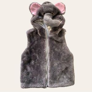 Elephant Hooded Kids Vest Costume Size Small 4-6 Sherpa Fleece Full Zip